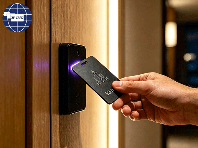 Smart Room Card nera per alberghi specifica per Matte, etichetta RFID di controllo degli accessi impermeabile e resistente alle intemperie. È disponibile la personalizzazione gratuita del LOGO